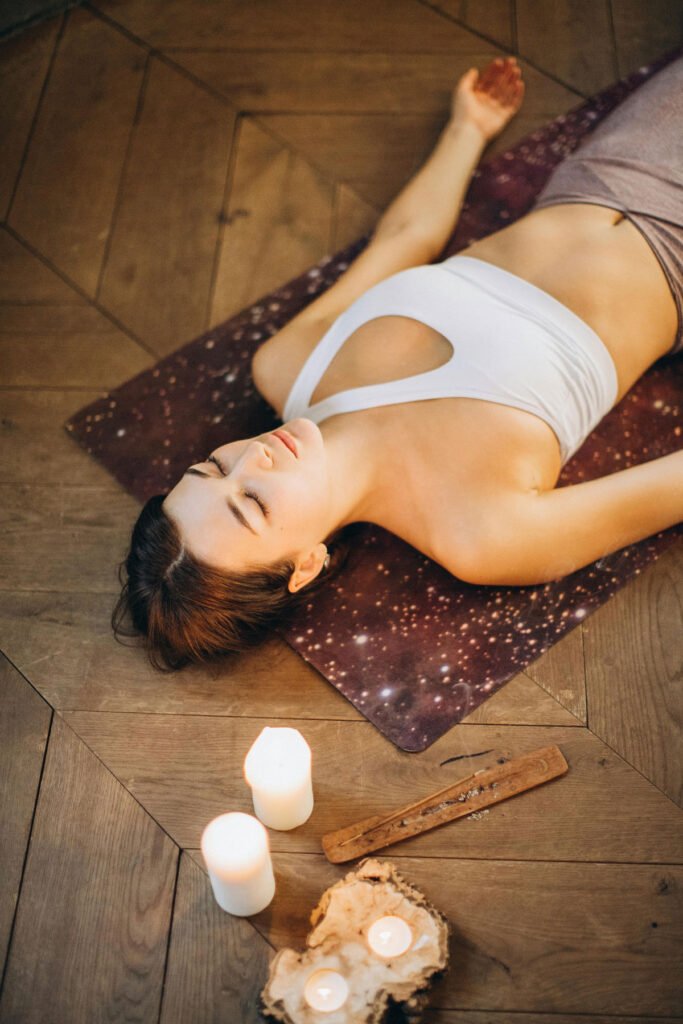 Woman meditating for energy healing